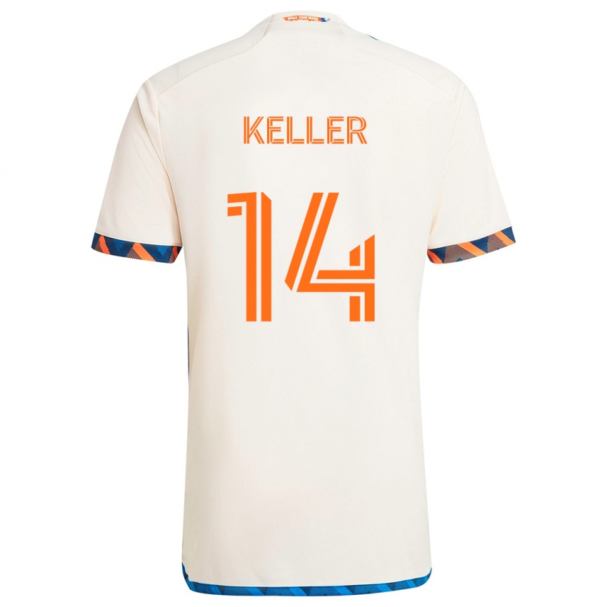 Niño Camiseta Kipp Keller #14 Blanco Naranja 2ª Equipación 2024/25 La Camisa