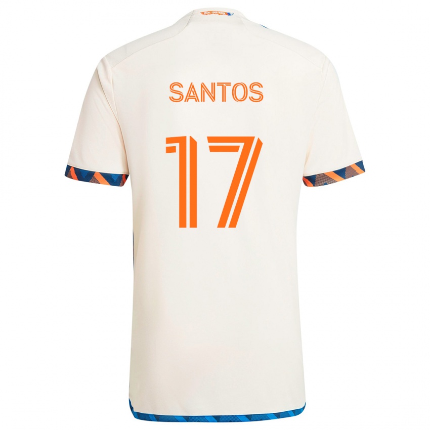 Niño Camiseta Sergio Santos #17 Blanco Naranja 2ª Equipación 2024/25 La Camisa