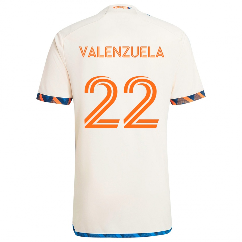 Niño Camiseta Gerardo Valenzuela #22 Blanco Naranja 2ª Equipación 2024/25 La Camisa