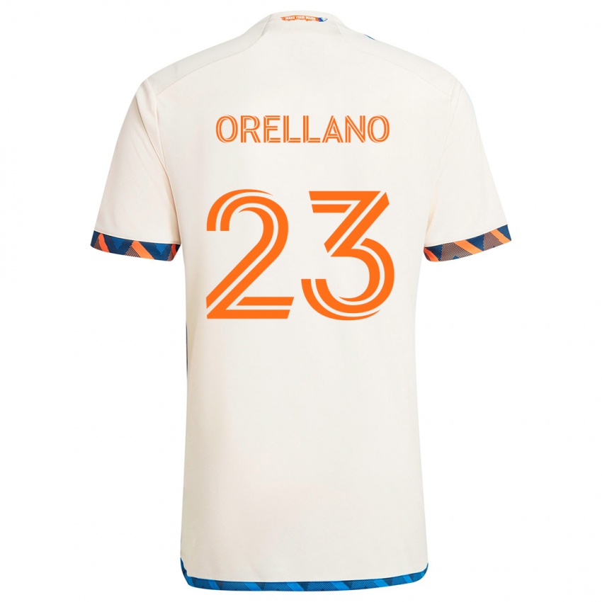 Niño Camiseta Luca Orellano #23 Blanco Naranja 2ª Equipación 2024/25 La Camisa