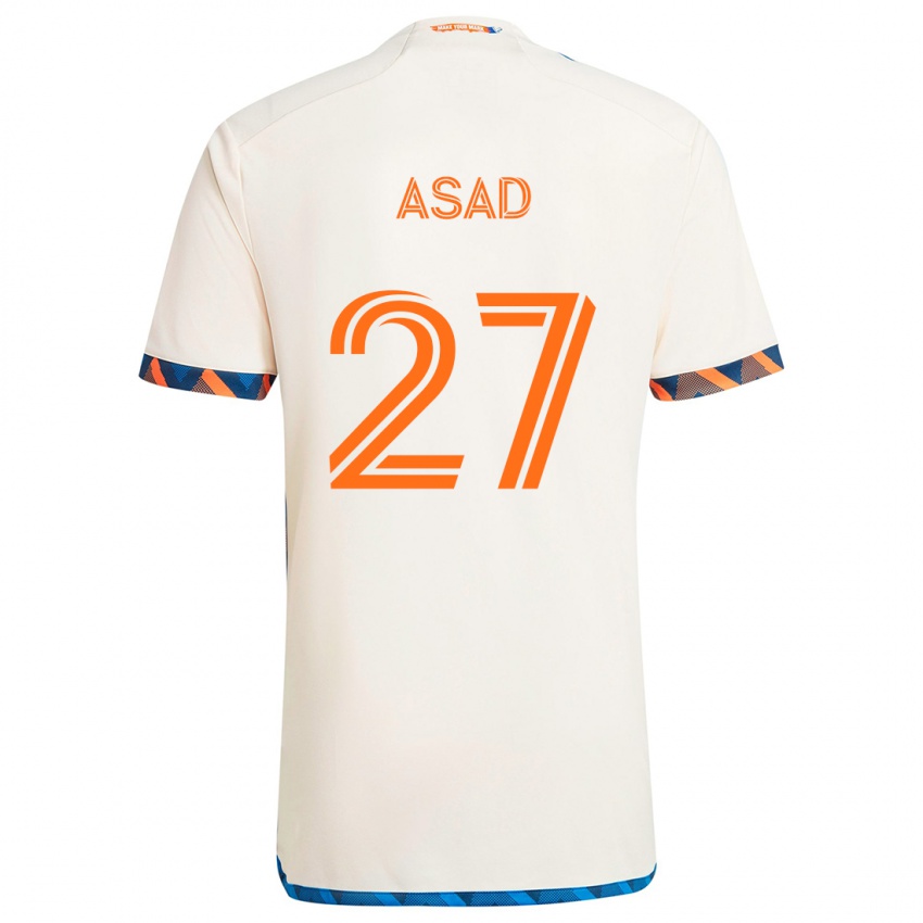 Niño Camiseta Yamil Asad #27 Blanco Naranja 2ª Equipación 2024/25 La Camisa