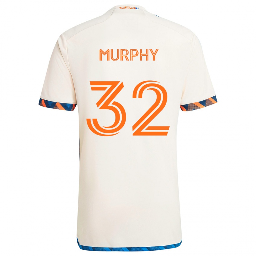 Niño Camiseta Ian Murphy #32 Blanco Naranja 2ª Equipación 2024/25 La Camisa