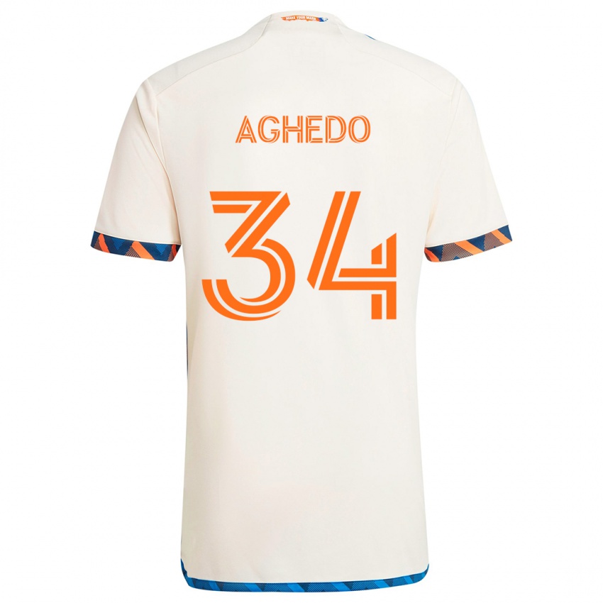 Niño Camiseta London Aghedo #34 Blanco Naranja 2ª Equipación 2024/25 La Camisa