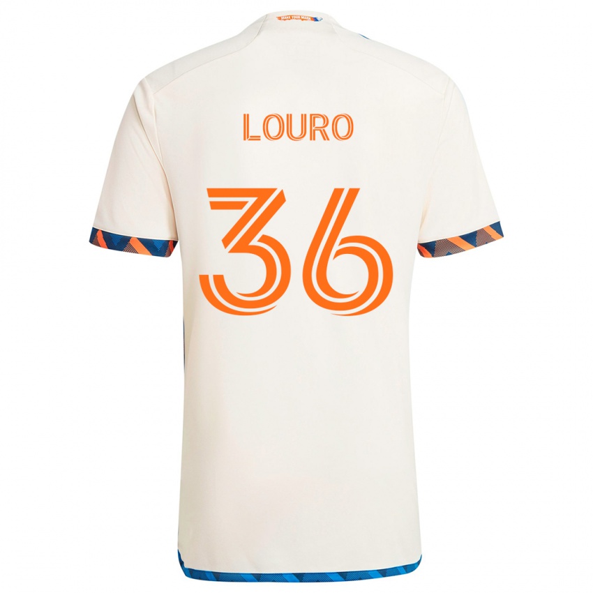 Niño Camiseta Evan Louro #36 Blanco Naranja 2ª Equipación 2024/25 La Camisa