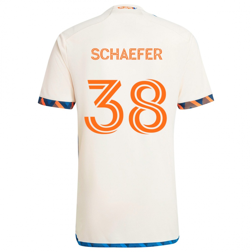 Niño Camiseta Brian Schaefer #38 Blanco Naranja 2ª Equipación 2024/25 La Camisa