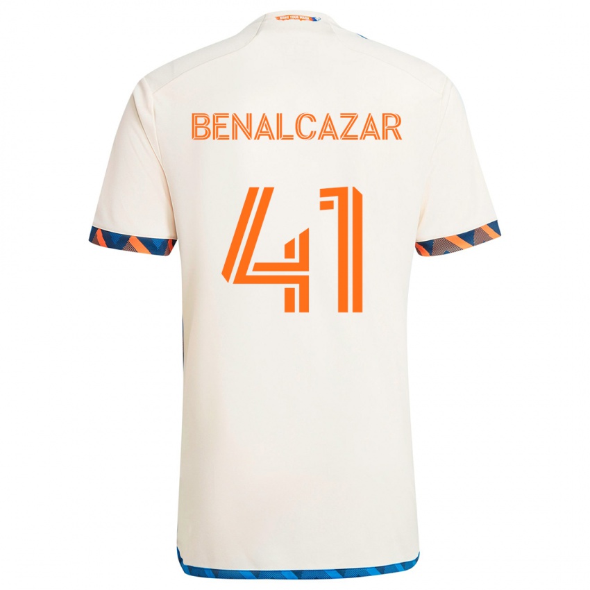 Niño Camiseta Nico Benalcázar #41 Blanco Naranja 2ª Equipación 2024/25 La Camisa