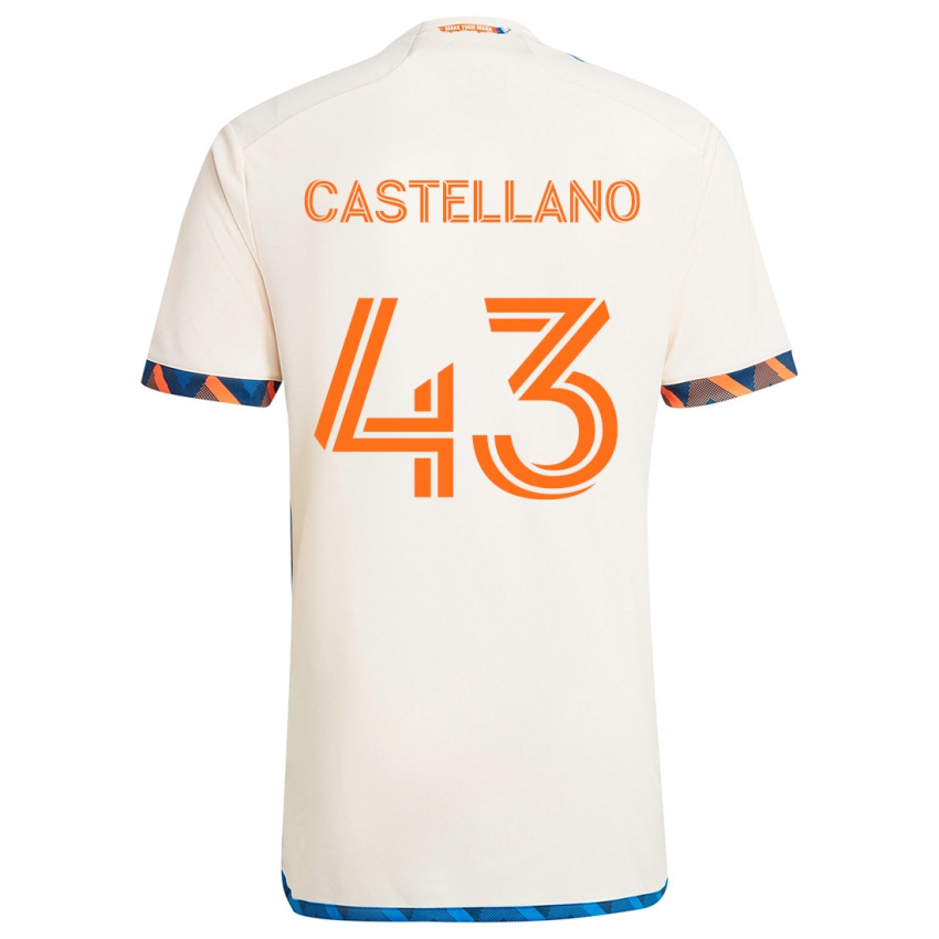 Niño Camiseta Jesús Castellano #43 Blanco Naranja 2ª Equipación 2024/25 La Camisa