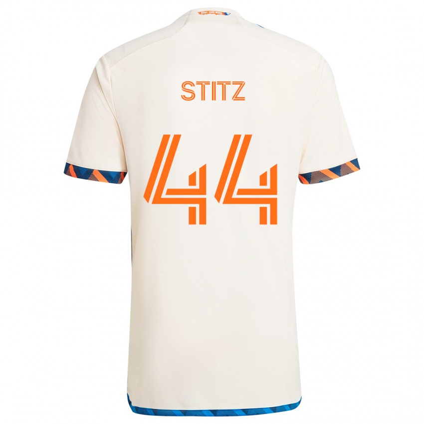 Niño Camiseta Ben Stitz #44 Blanco Naranja 2ª Equipación 2024/25 La Camisa