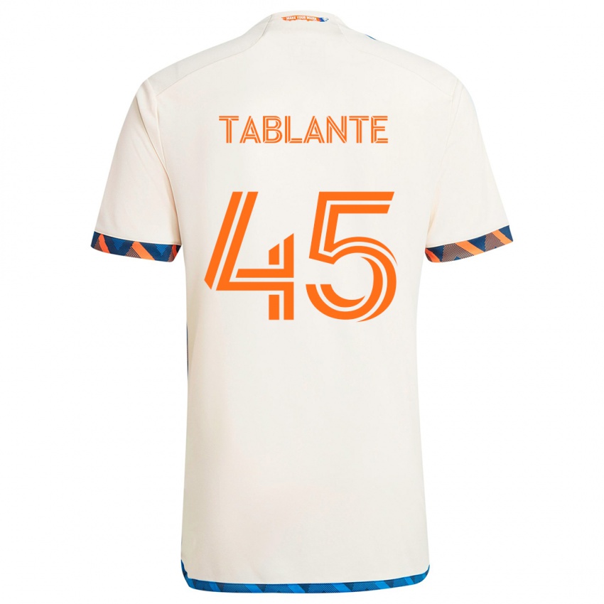 Niño Camiseta Moises Tablante #45 Blanco Naranja 2ª Equipación 2024/25 La Camisa