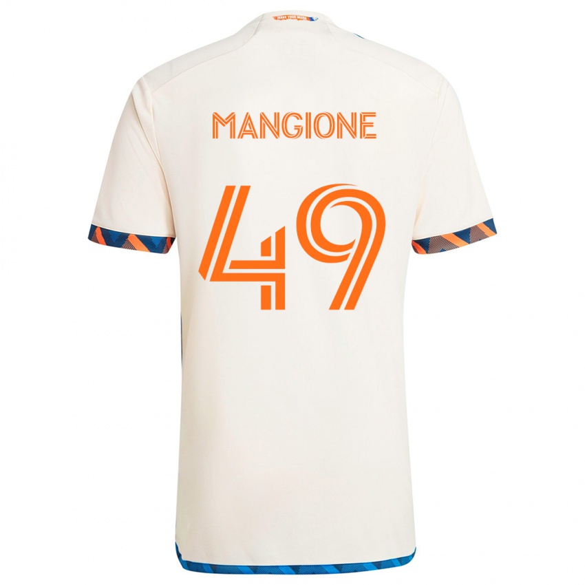 Niño Camiseta Peter Mangione #49 Blanco Naranja 2ª Equipación 2024/25 La Camisa