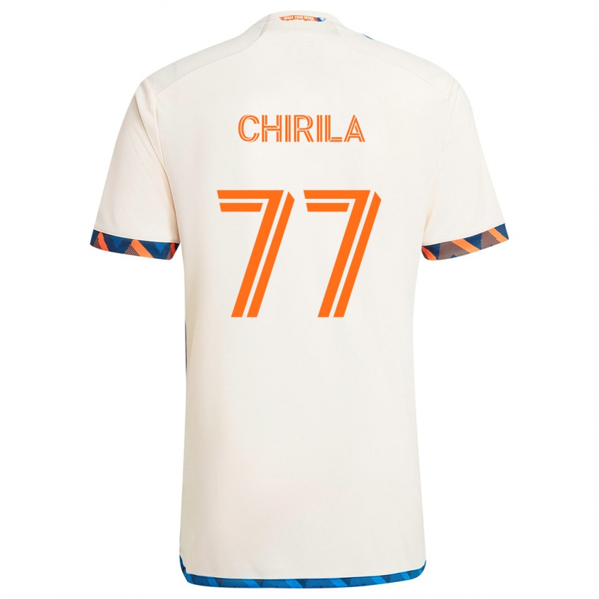 Niño Camiseta Stefan Chirila #77 Blanco Naranja 2ª Equipación 2024/25 La Camisa