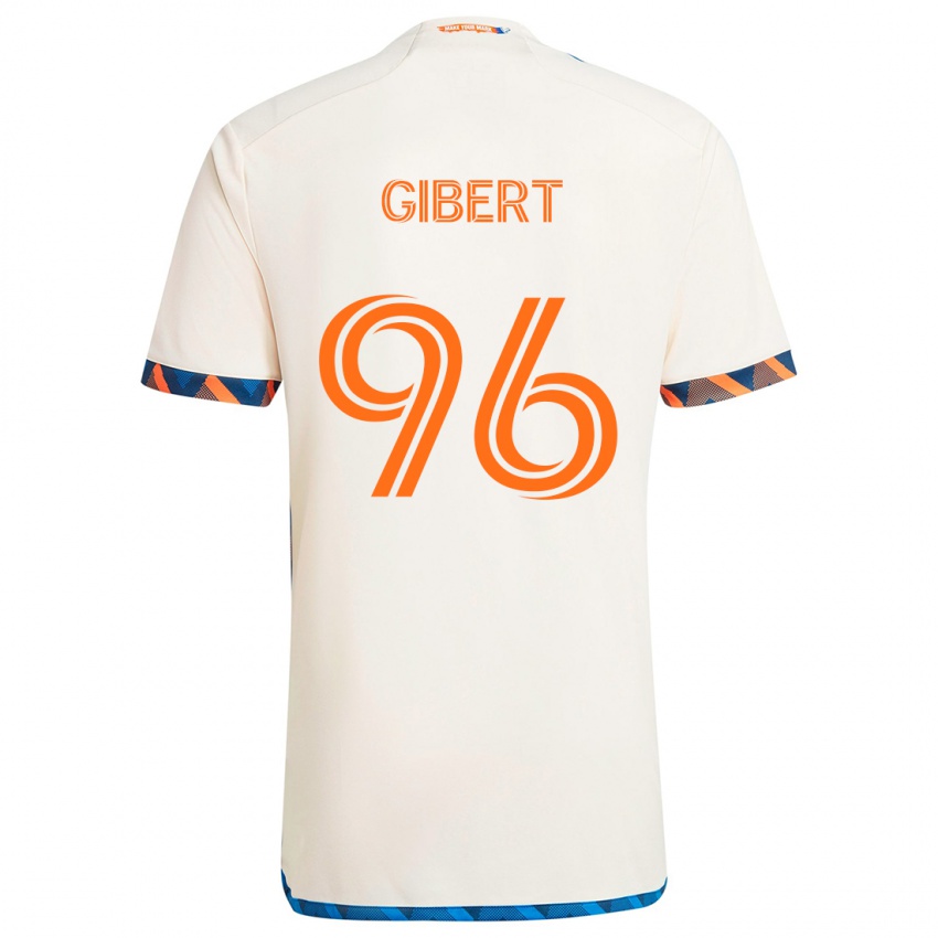 Niño Camiseta Gaël Gibert #96 Blanco Naranja 2ª Equipación 2024/25 La Camisa