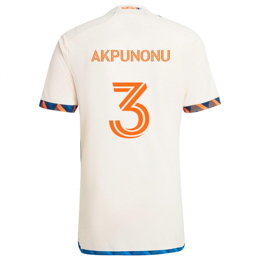 Niño Camiseta Joey Akpunonu #3 Blanco Naranja 2ª Equipación 2024/25 La Camisa