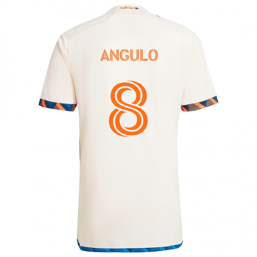 Niño Camiseta Marco Angulo #8 Blanco Naranja 2ª Equipación 2024/25 La Camisa