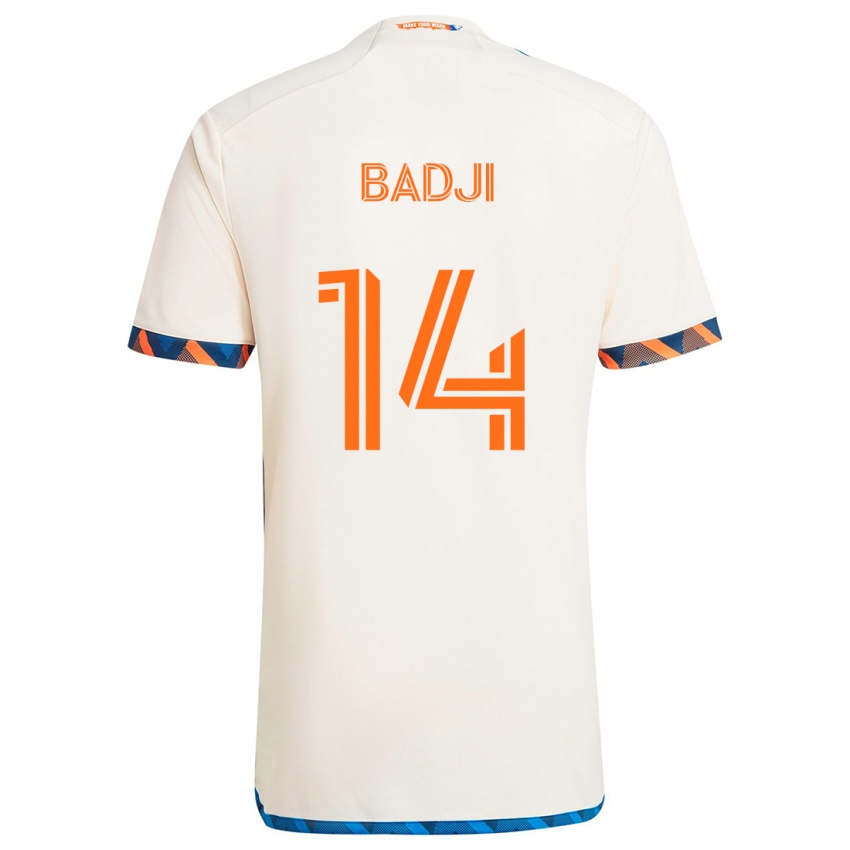 Niño Camiseta Dominique Badji #14 Blanco Naranja 2ª Equipación 2024/25 La Camisa