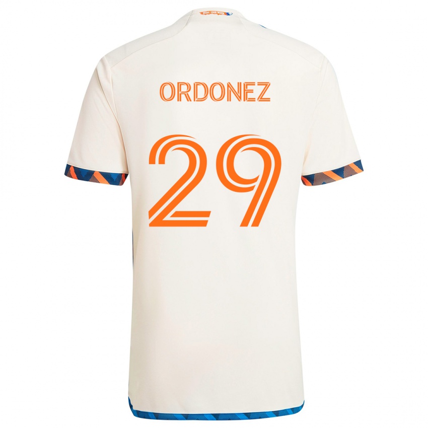 Niño Camiseta Arquímides Ordóñez #29 Blanco Naranja 2ª Equipación 2024/25 La Camisa