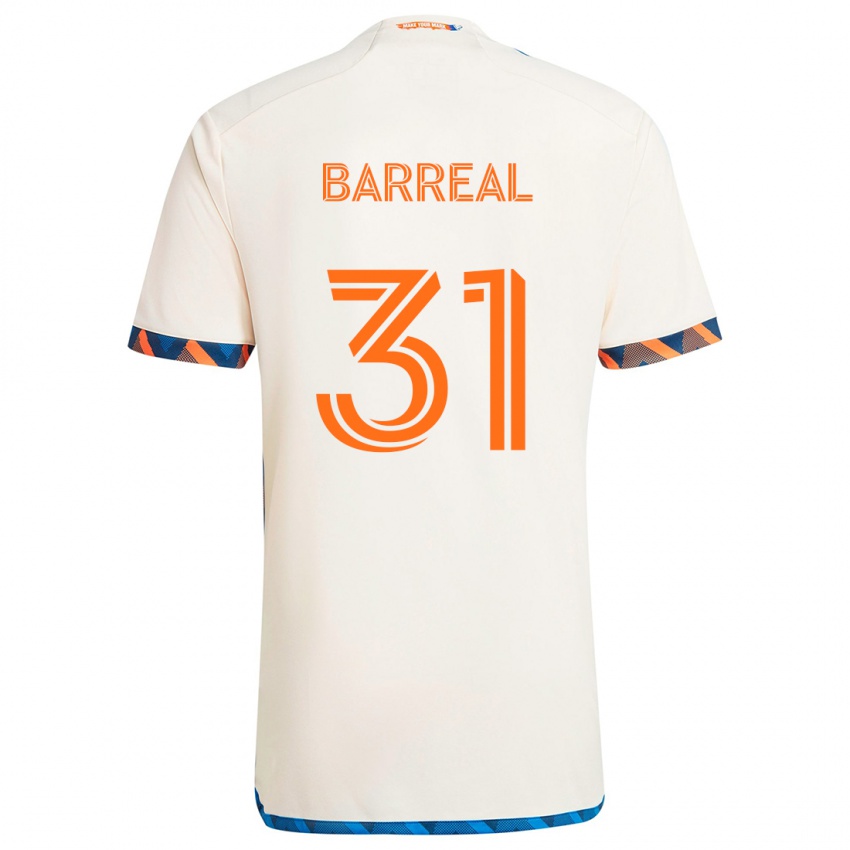 Niño Camiseta Álvaro Barreal #31 Blanco Naranja 2ª Equipación 2024/25 La Camisa