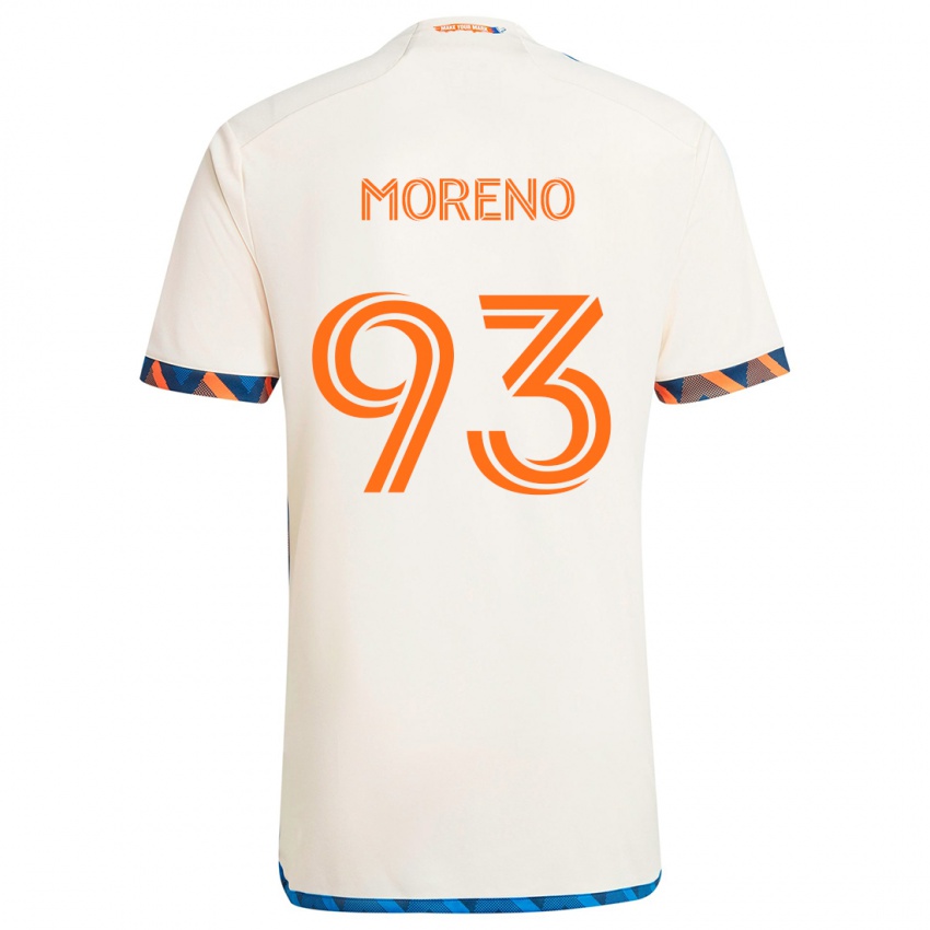 Niño Camiseta Júnior Moreno #93 Blanco Naranja 2ª Equipación 2024/25 La Camisa