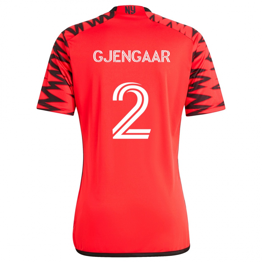 Niño Camiseta Dennis Gjengaar #2 Rojo Negro Blanco 2ª Equipación 2024/25 La Camisa