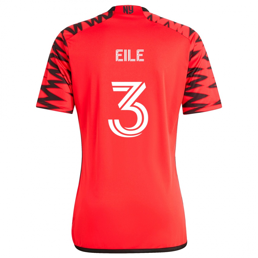 Niño Camiseta Noah Eile #3 Rojo Negro Blanco 2ª Equipación 2024/25 La Camisa