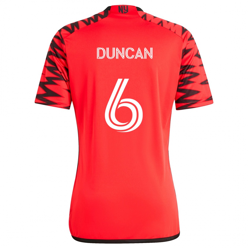 Niño Camiseta Kyle Duncan #6 Rojo Negro Blanco 2ª Equipación 2024/25 La Camisa