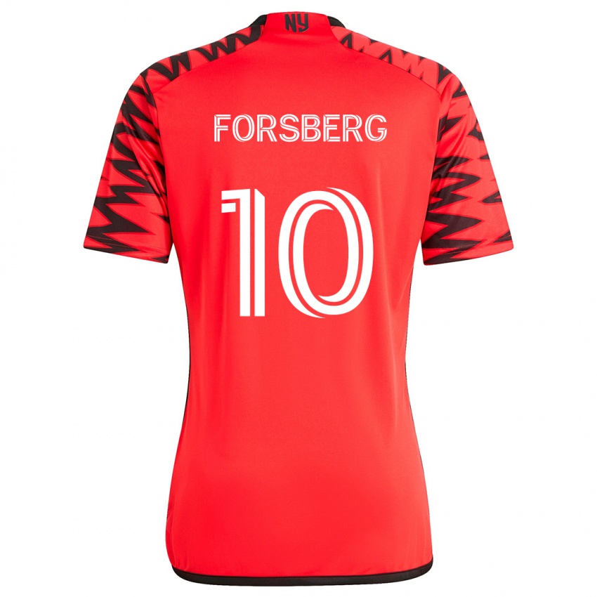 Niño Camiseta Emil Forsberg #10 Rojo Negro Blanco 2ª Equipación 2024/25 La Camisa