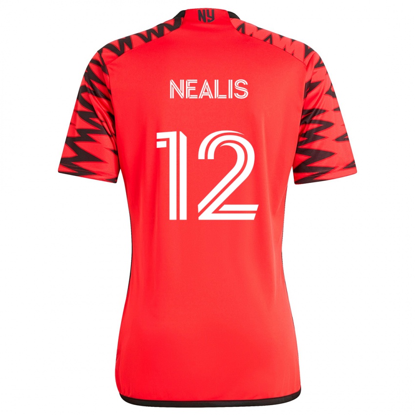 Niño Camiseta Dylan Nealis #12 Rojo Negro Blanco 2ª Equipación 2024/25 La Camisa