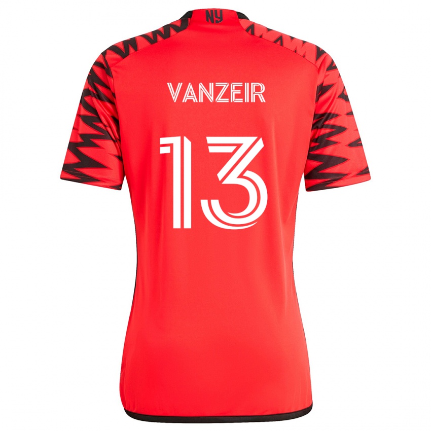 Niño Camiseta Dante Vanzeir #13 Rojo Negro Blanco 2ª Equipación 2024/25 La Camisa