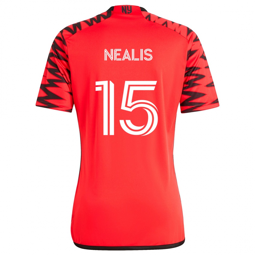 Niño Camiseta Sean Nealis #15 Rojo Negro Blanco 2ª Equipación 2024/25 La Camisa