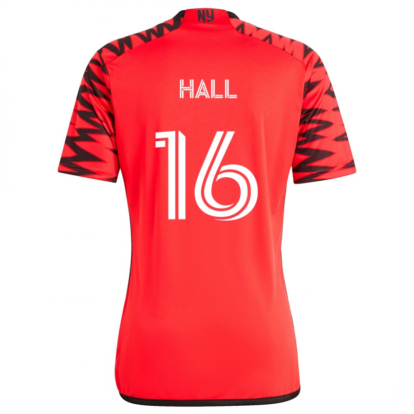 Niño Camiseta Julian Hall #16 Rojo Negro Blanco 2ª Equipación 2024/25 La Camisa