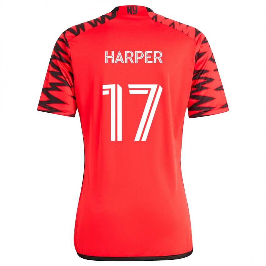 Niño Camiseta Cameron Harper #17 Rojo Negro Blanco 2ª Equipación 2024/25 La Camisa