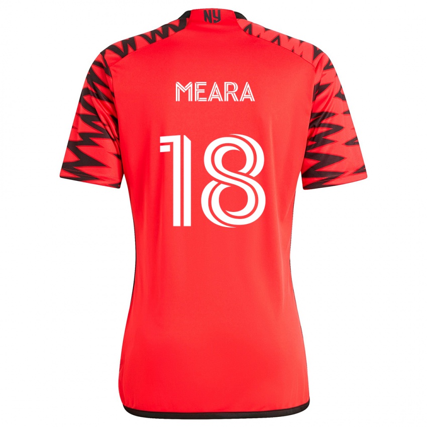 Niño Camiseta Ryan Meara #18 Rojo Negro Blanco 2ª Equipación 2024/25 La Camisa