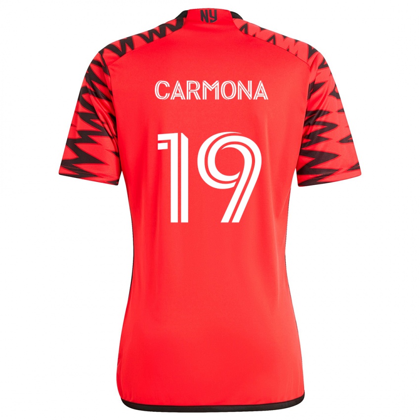 Niño Camiseta Wikelman Carmona #19 Rojo Negro Blanco 2ª Equipación 2024/25 La Camisa