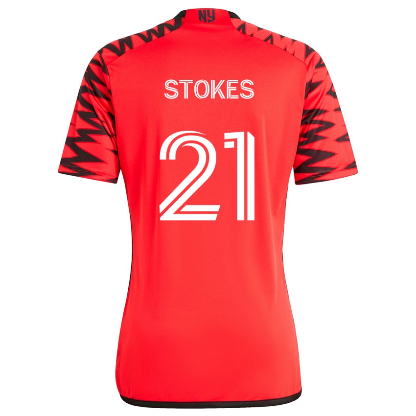 Niño Camiseta Aidan Stokes #21 Rojo Negro Blanco 2ª Equipación 2024/25 La Camisa