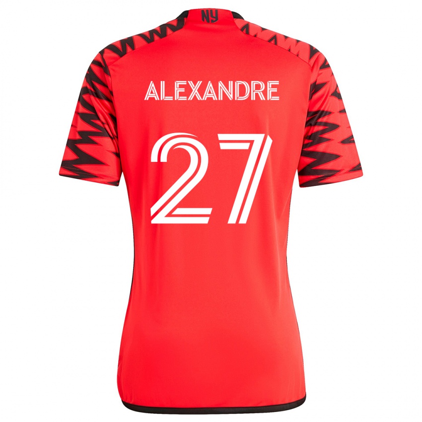 Niño Camiseta Davi Alexandre #27 Rojo Negro Blanco 2ª Equipación 2024/25 La Camisa