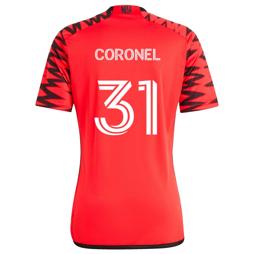 Niño Camiseta Carlos Coronel #31 Rojo Negro Blanco 2ª Equipación 2024/25 La Camisa