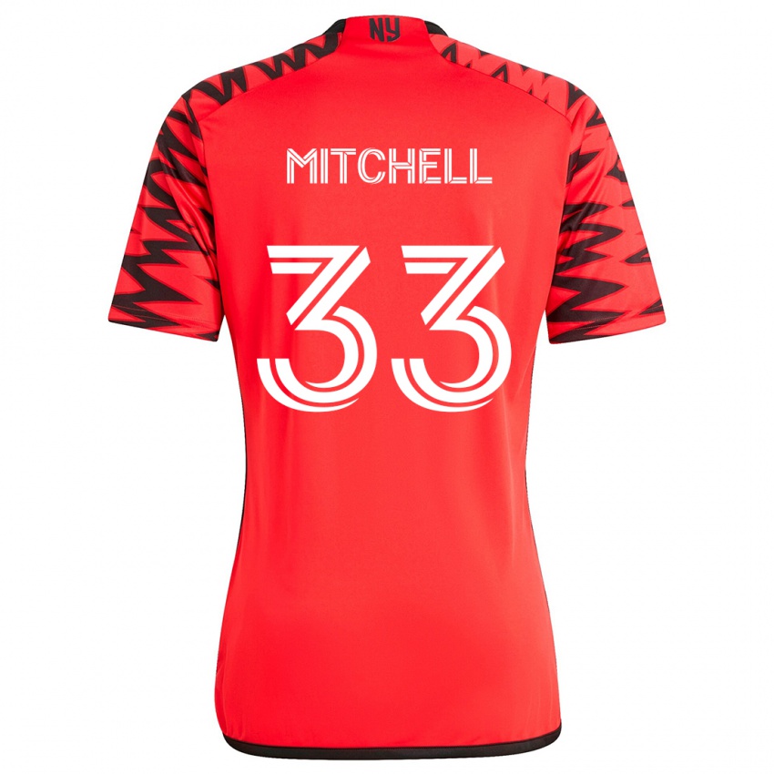 Niño Camiseta Roald Mitchell #33 Rojo Negro Blanco 2ª Equipación 2024/25 La Camisa