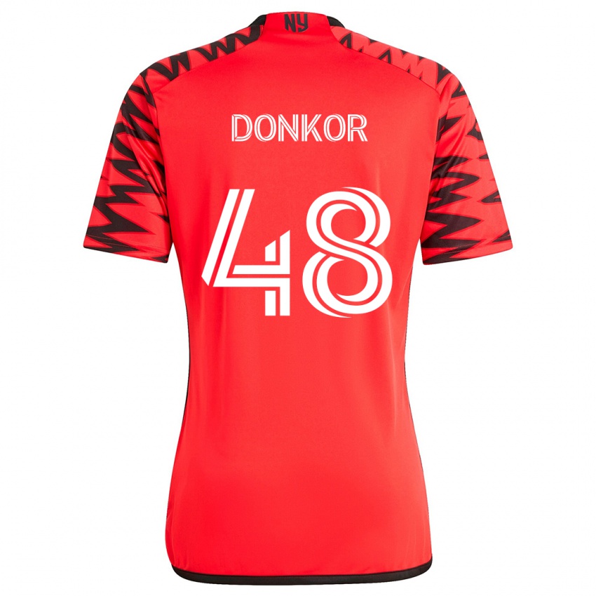 Niño Camiseta Ronald Donkor #48 Rojo Negro Blanco 2ª Equipación 2024/25 La Camisa