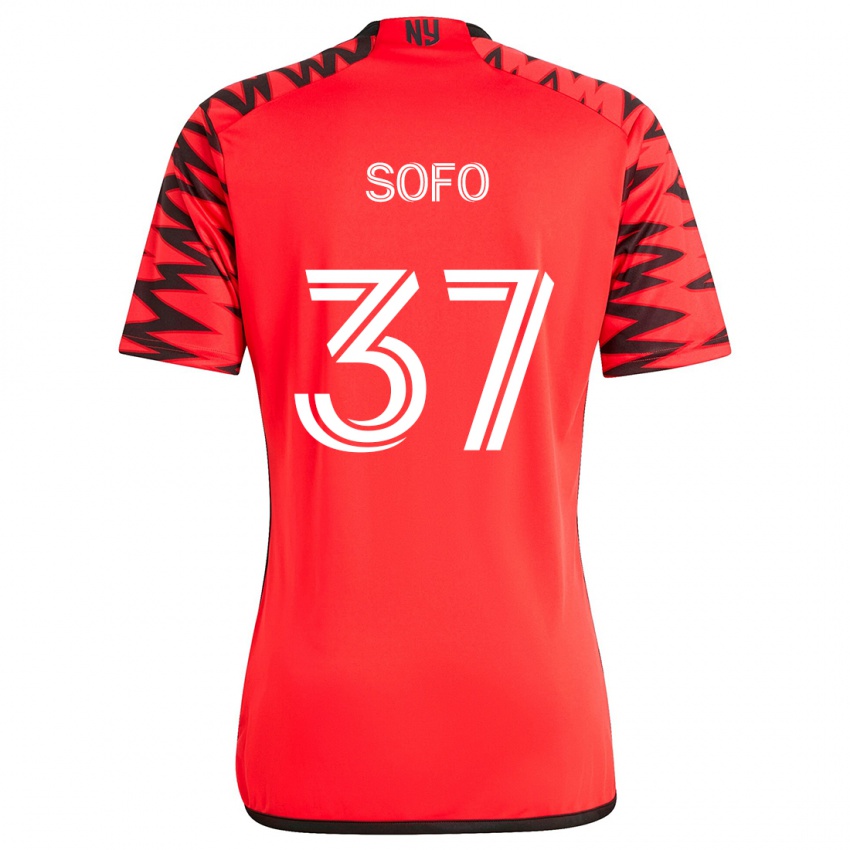 Niño Camiseta Mohammed Sofo #37 Rojo Negro Blanco 2ª Equipación 2024/25 La Camisa