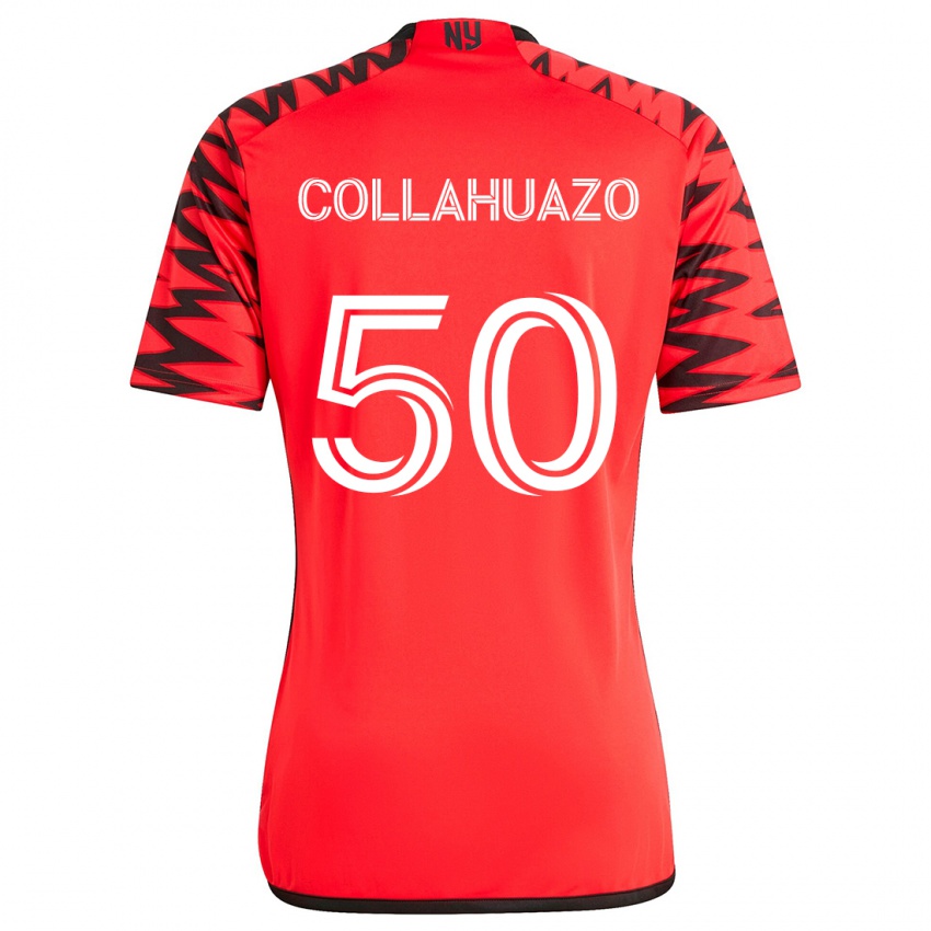 Niño Camiseta Jair Collahuazo #50 Rojo Negro Blanco 2ª Equipación 2024/25 La Camisa