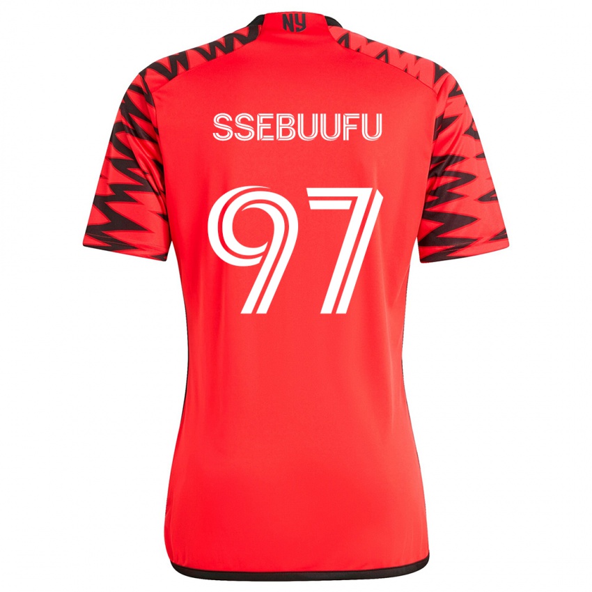 Niño Camiseta Frank Ssebuufu #97 Rojo Negro Blanco 2ª Equipación 2024/25 La Camisa