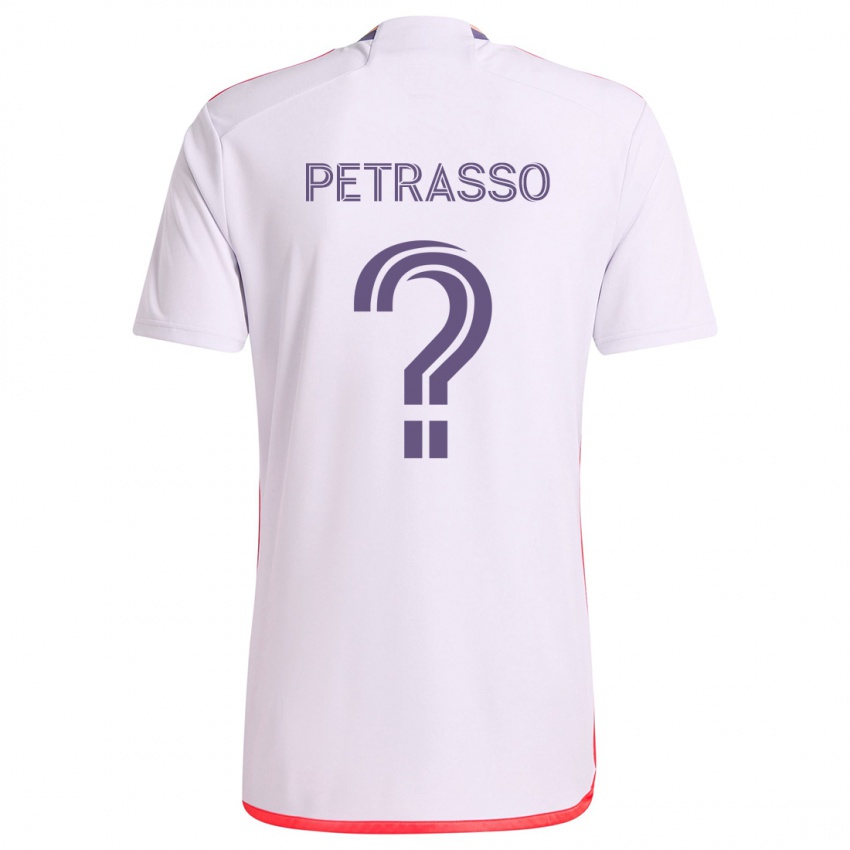 Niño Camiseta Luca Petrasso #0 Blanco Rojo Púrpura 2ª Equipación 2024/25 La Camisa