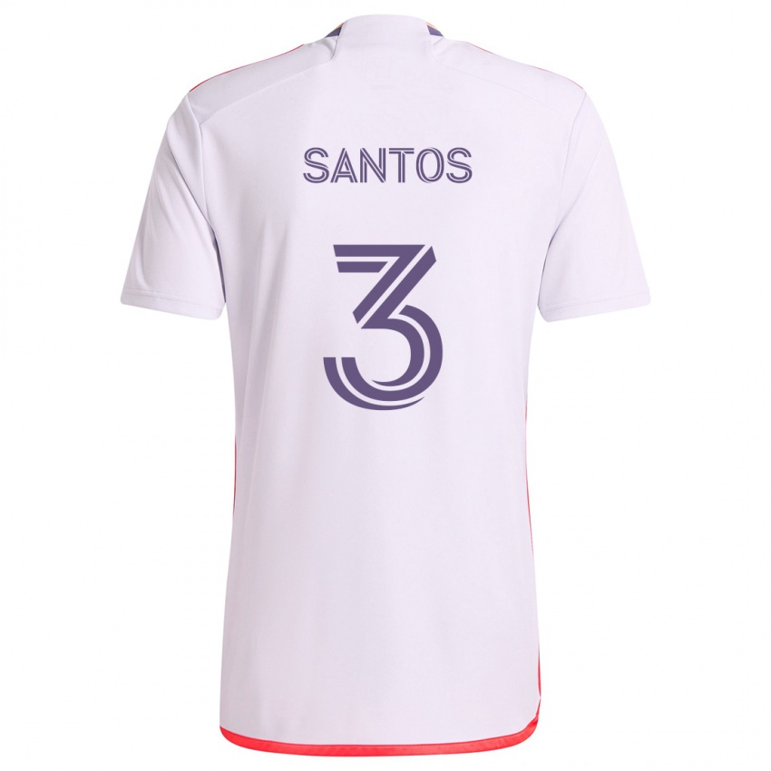 Niño Camiseta Rafael Santos #3 Blanco Rojo Púrpura 2ª Equipación 2024/25 La Camisa