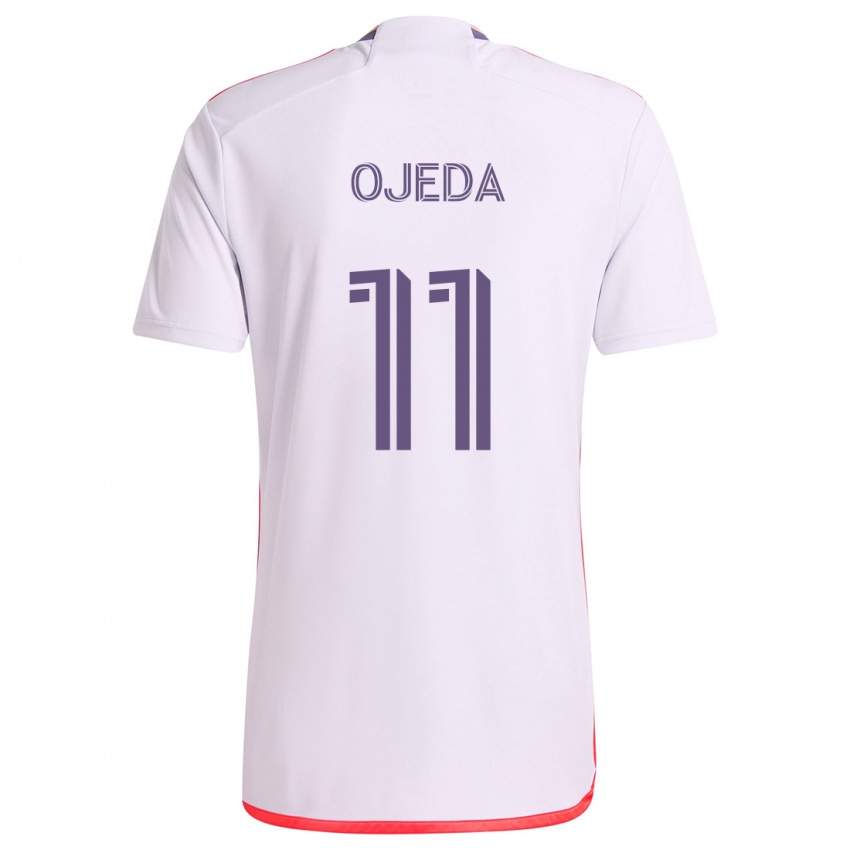 Niño Camiseta Martín Ojeda #11 Blanco Rojo Púrpura 2ª Equipación 2024/25 La Camisa