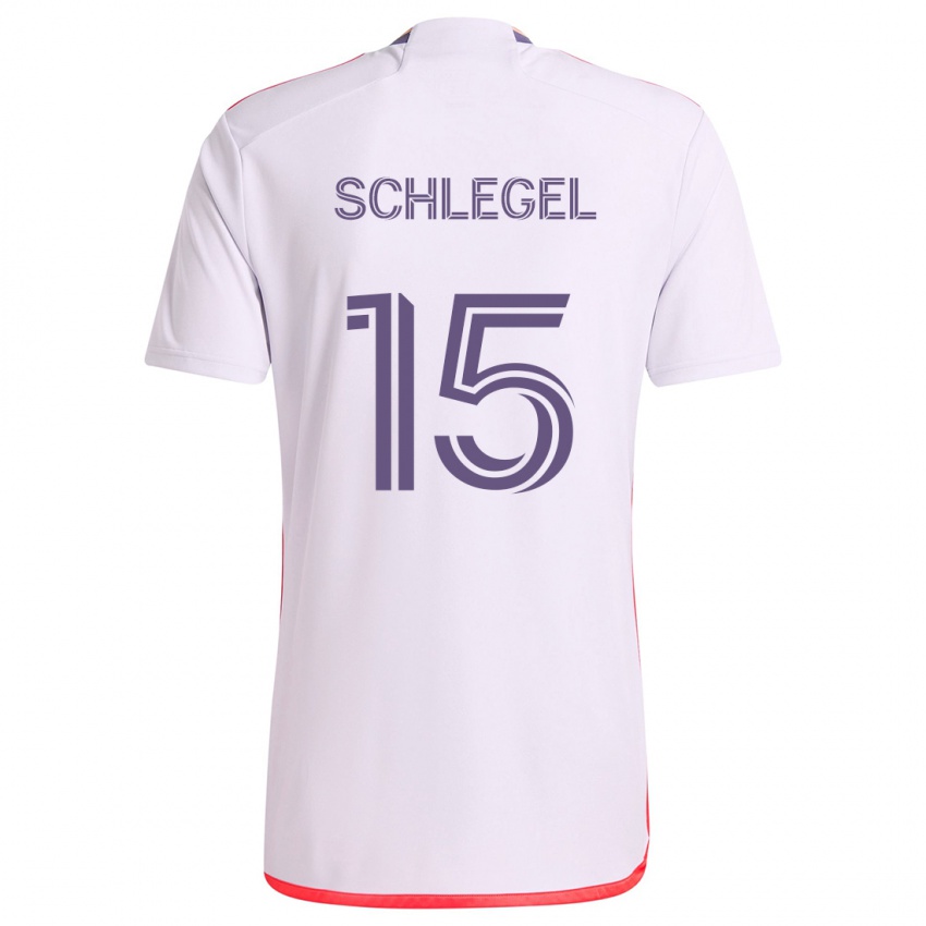 Niño Camiseta Rodrigo Schlegel #15 Blanco Rojo Púrpura 2ª Equipación 2024/25 La Camisa