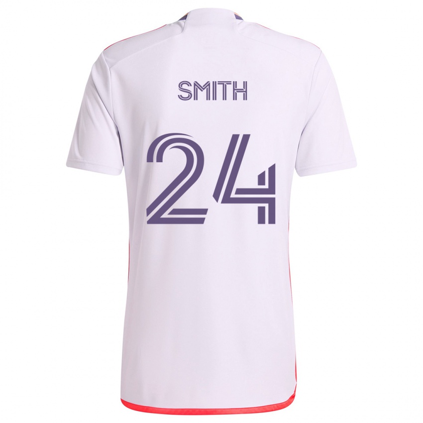 Niño Camiseta Kyle Smith #24 Blanco Rojo Púrpura 2ª Equipación 2024/25 La Camisa