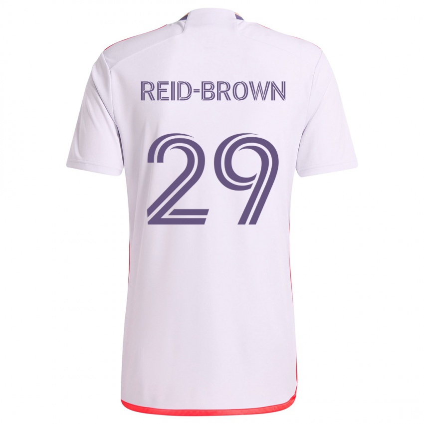 Niño Camiseta Tahir Reid-Brown #29 Blanco Rojo Púrpura 2ª Equipación 2024/25 La Camisa