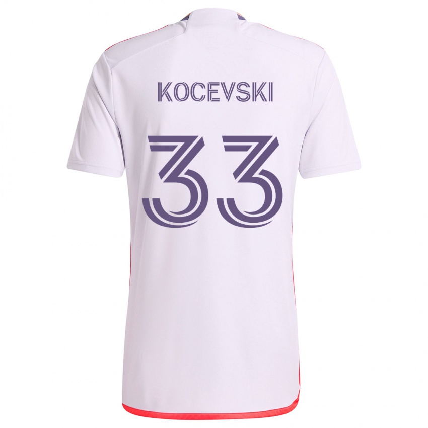 Niño Camiseta Jeorgio Kocevski #33 Blanco Rojo Púrpura 2ª Equipación 2024/25 La Camisa