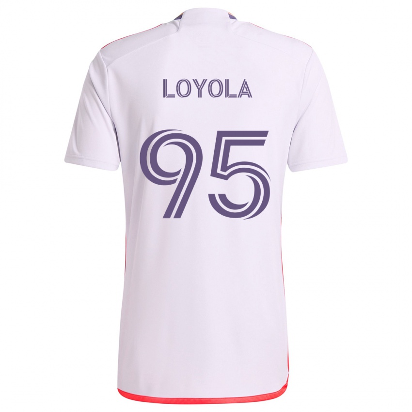 Niño Camiseta Favian Loyola #95 Blanco Rojo Púrpura 2ª Equipación 2024/25 La Camisa