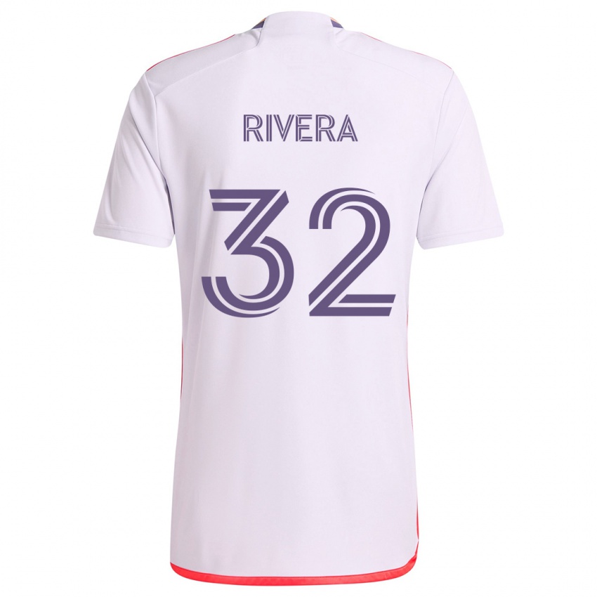 Niño Camiseta Wilfredo Rivera #32 Blanco Rojo Púrpura 2ª Equipación 2024/25 La Camisa